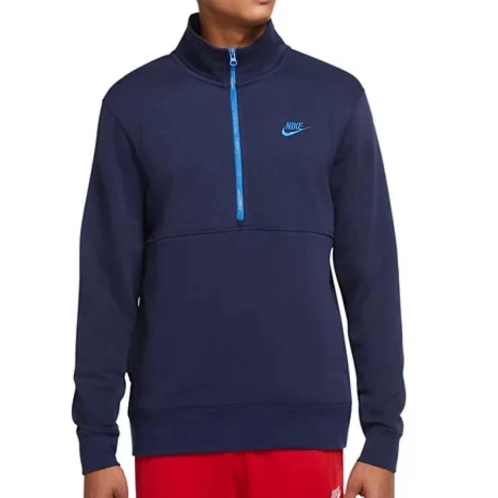 Nike Men's Club Pullover Sweater with 1/2-zip front Size large MIDNIGHT NAVY